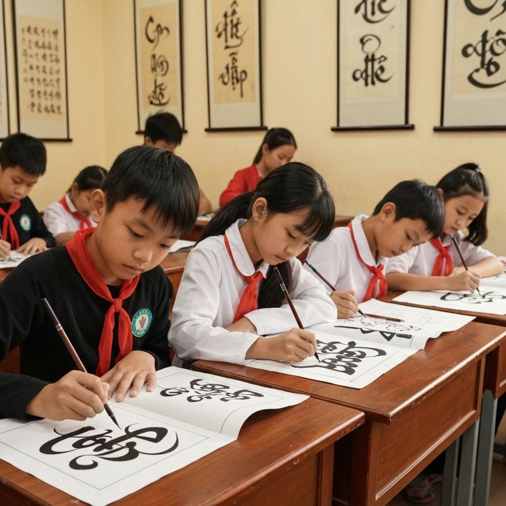 Tranh học sinh - thư pháp Việt Nam