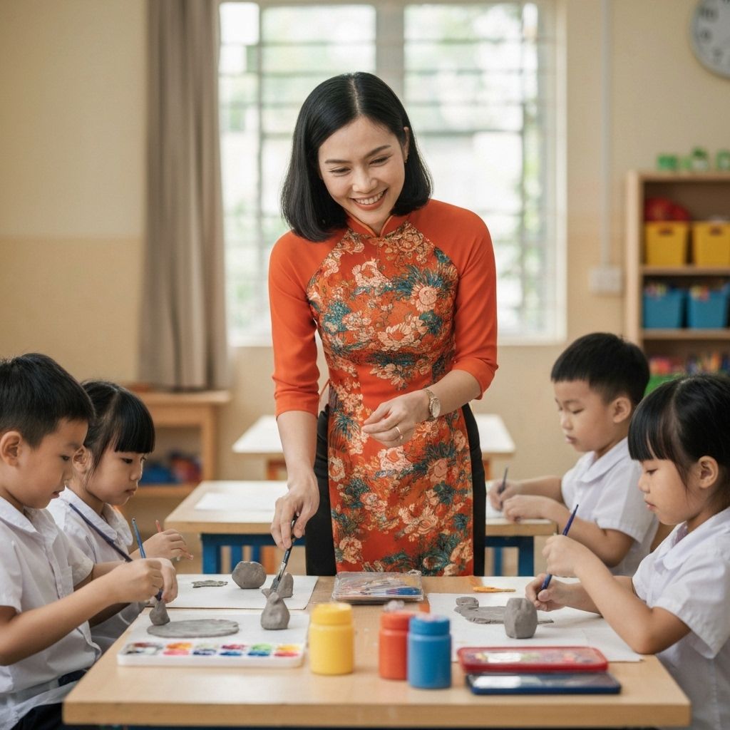 Giáo viên Việt Nam ân cần bên học sinh
